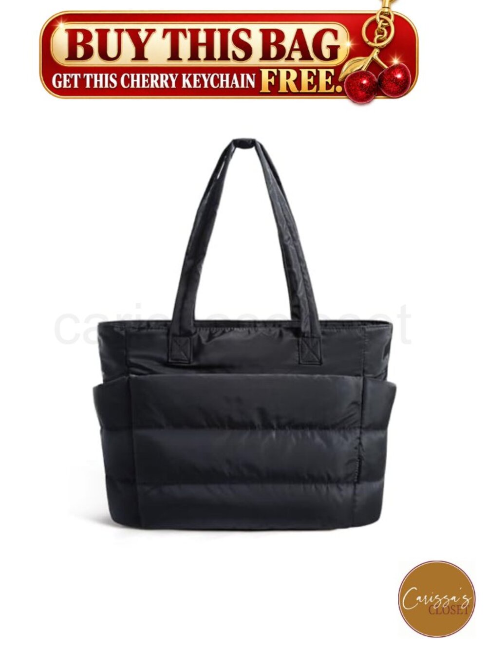 Lightweight Puffer Tote Bag for Women Zip Work Laptop Travel Shoulder Bag